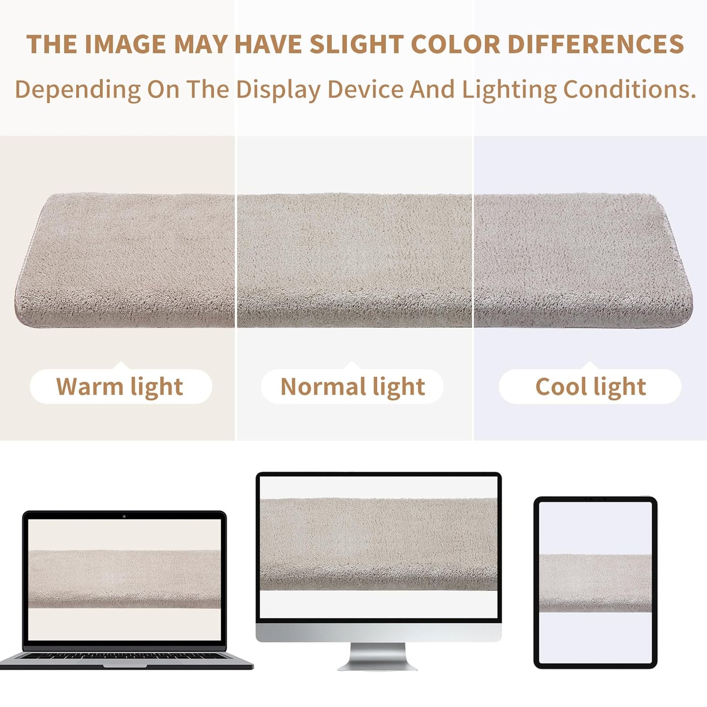 Bullnose Stair Treads Non Slip 9.5" x 32", 14 Pcs Ultra Plush Carpet Stair Treads for Wooden Steps Indoor with Edge Protection, Reusable Peel and Stick TPU Backing Stair Runner Rugs - Beige Gray