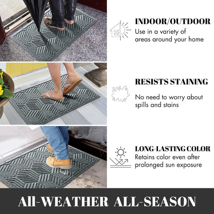 Yimobra Front Door Mat, All-Season Waterproof Outdoor Mat for Entrance with Drainage Holes, Heavy Duty Non-Slip Doormat for Garage Patio Entryway Indoor, 29.5x17, Red