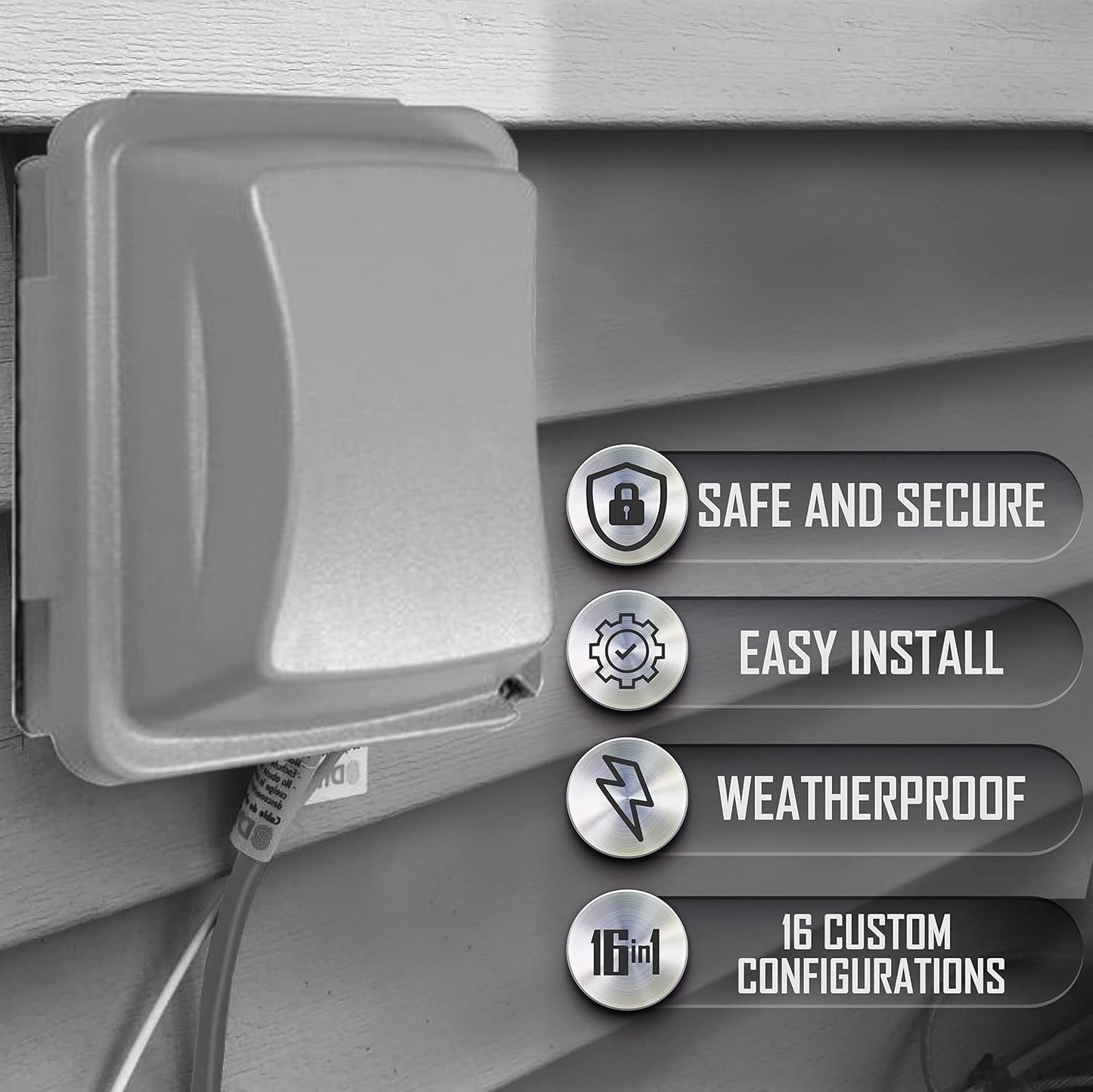 TayMac MM2410G Gray Polycarbonate 2-Gang Weatherproof In-Use Electrical Outlet Cover for Home Improvement, 2.75-in. Deep Outdoor Outlet Cover for Electrical Box, UFAST 55-in-1, Rated NEMA 3R
