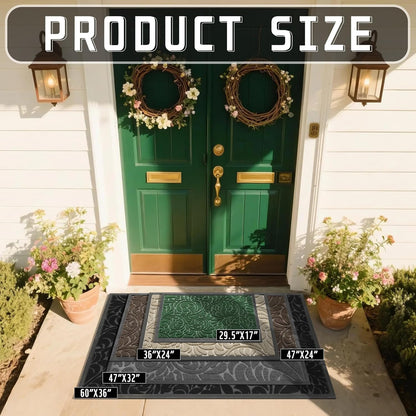 Yimobra Front Door Mat Outside Entrance, Waterproof Sturdy Retro Outdoor Mat, Heavy Duty Non-Slip Doormat for Garage Patio Entryway Indoor, Easy Clean, 29.5x17, Grey