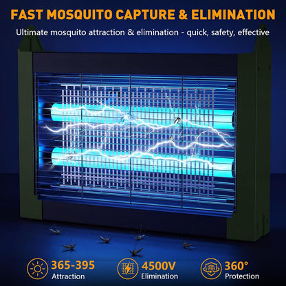 Solar Bug Zapper Outdoor, 4500V Solar Mosquito Zapper with Dual Solar Panels, 1/2 Acre Coverage Cordless Rechargeable Electric Fly Zapper, IPX5 Waterproof Mosquito Traps for Backyard, Patio, Camping