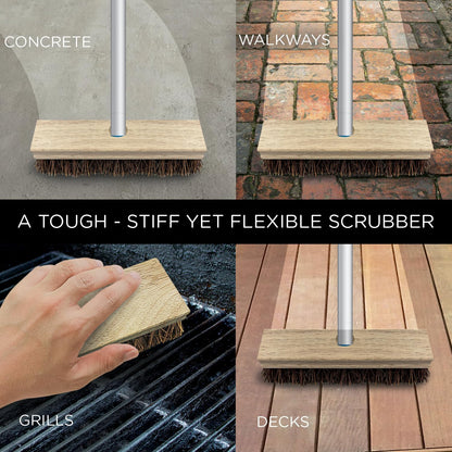 LOLA Deck Scrub Brush Outdoor Broom, Durable Bristles Remove Dirt, Grime, Grout, Leaves, Snow on Patios, Decks, Wet or Dry