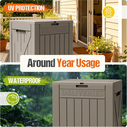 Flamaker Resin Deck Box 120 Gallon Waterproof Large Outdoor Indoor Storage Box Imitation Wood Resin for Patio Furniture Garden Tools and Pool (Black)