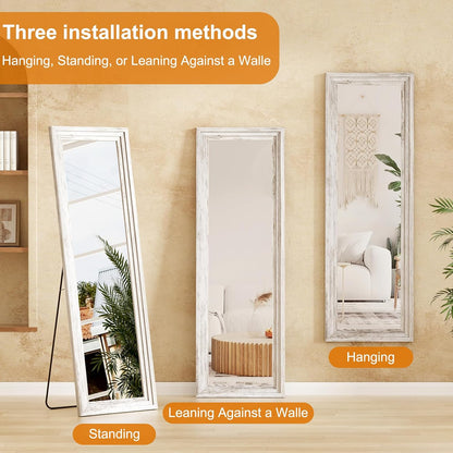 ZHUNFA Full Length Mirror, 71x32 Inch Full Length Mirror Wall Mounted | Vertical Hanging, Leaning Standing for Bedroom, Living Room, Rectangular Wooden Frame, Log Color.