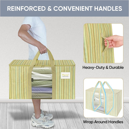 BALEINE 6-Pack Oversized Moving Bags with Reinforced Handles, Heavy-Duty Storage Tote for Clothes, Moving Supplies (Clear, 6-Pack)