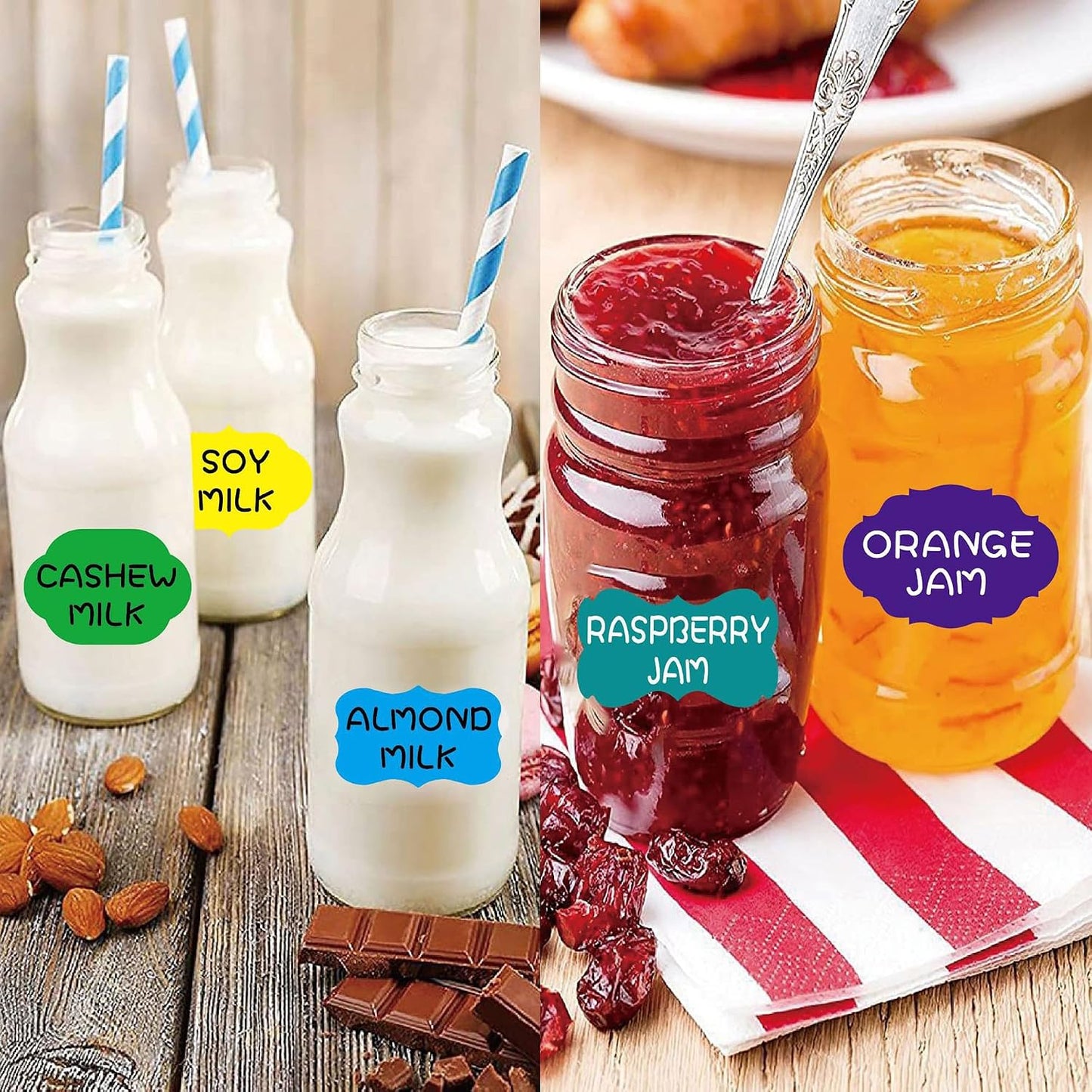 2" x 3" Kraft Label Stickers Writable Gift Labels, 200PCS Self-Adhesive Brown Labels for Essential Oil Bottle, Jars, Food Storage or Gift Decoration