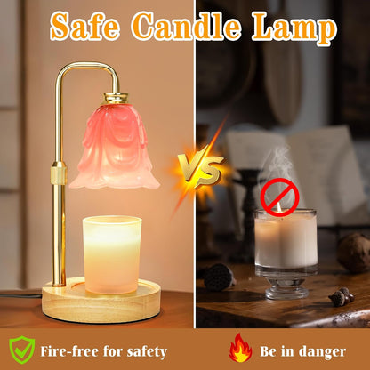 Candle Warmer Lamp with Timer Dimmer, Adjustable Height Pink Tulip Candle Wax Warmer, Christmas Birthday Gift for Mom Women,House Warming Gifts for New Home Bedroom Decor,Flower Pink