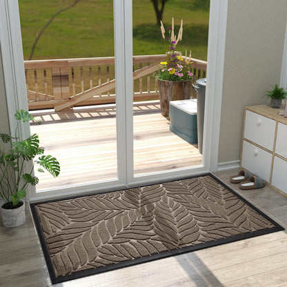 Yimobra Front Door Mat Outdoor Indoor, 29.5x17 All-Season Waterproof Door Mat Outside Entrance, All-Weather Non-Slip Outside Doormat for Garage Patio Entryway, Brown