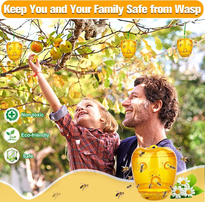 Wasp Trap, Yellow Jacket Trap Outdoor Hanging, Reusable Hornet and Wasp Catcher Traps for Outside Orange
