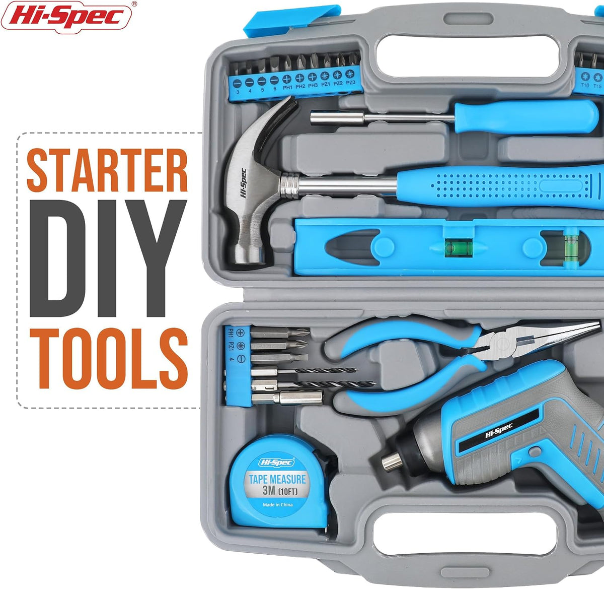Hi-Spec Tool Kit with 3.6V USB Small Electric Screwdriver Set, Pink Drill Set for Women, Tool Kit for Home