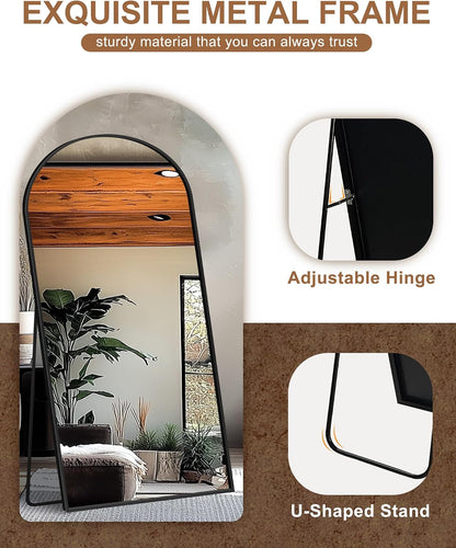 Delma Arched Mirror Full Length,Standing Mirror Full Body,Large Floor with Stand for Wall Entryway Door Bedroom Bathroom Living Room