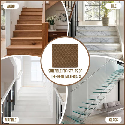 DEXDE Bullnose Stair Treads for Wooden Steps Non-Slip Stair Runner, 14 Pcs | Reusable bullnose carpet Stair Treads Indoor, Peel and Stick Stair Rugs with Edge Protection, Soft Washable, 30"x9.5" Grey