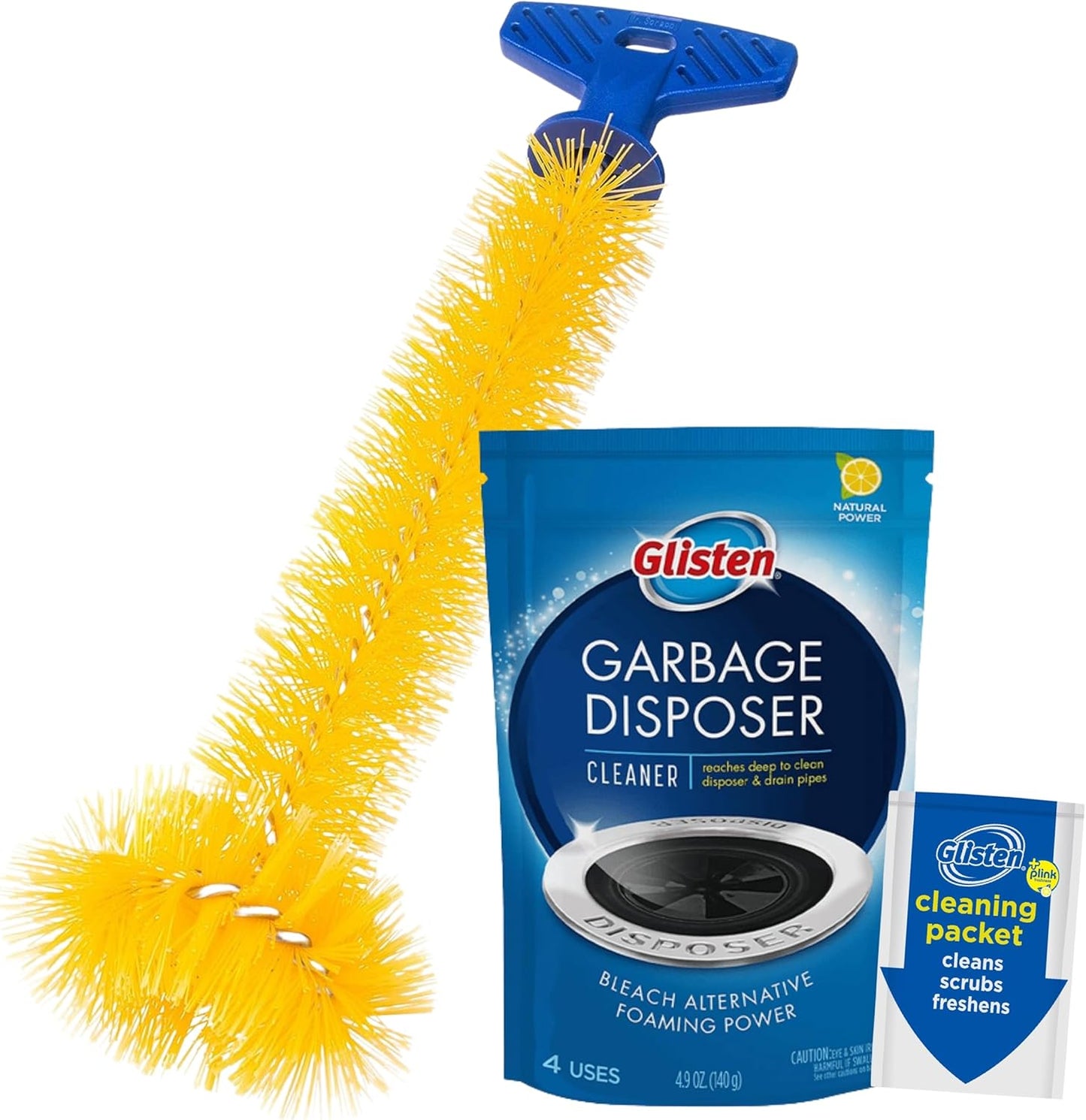 Mr. Scrappy Universal Garbage Disposal Brush, Sturdy Grip Handle, 11-Inches,Yellow