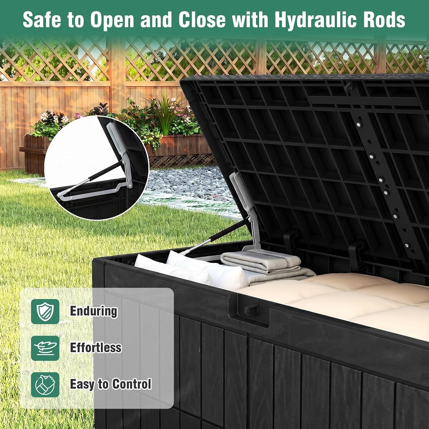 Tangkula 25 Gallon Waterproof Outdoor Storage Box with Lockable Lid | PP Resin, Wicker Patterned, Indoor Outdoor Use, Portable, Versatility, for Deck, Pool, Patio Cushions, Garden Tools