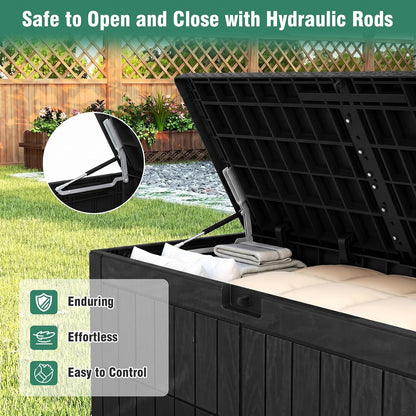 Tangkula 25 Gallon Waterproof Outdoor Storage Box with Lockable Lid | PP Resin, Wicker Patterned, Indoor Outdoor Use, Portable, Versatility, for Deck, Pool, Patio Cushions, Garden Tools
