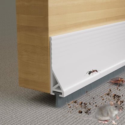 39” Under Door Draft Stopper with Brush,Bottom of Door Sweeps for Exterior & Interior,Gap Filler Sound Blocker Seal Strip,Draft Guard Dust Stopper(Black)