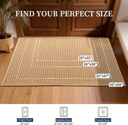 YIHOUSE Indoor Door Mat 24" x 36", Non-Slip Washable Entryway Mat, Dirt Trapper Absorbent Entrance Mat, Low Profile Floor Mat for Front/Back Door, Entryway, Khaki