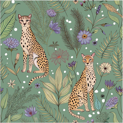 Floralplus Peel and Stick Wallpaper Leopard Jungle Removable Wallpaper for Bathroom Renter Friendly Wallpapers Self Adhesive Animal Floral Contact Paper for Accent Wall 17.5 x 118 in