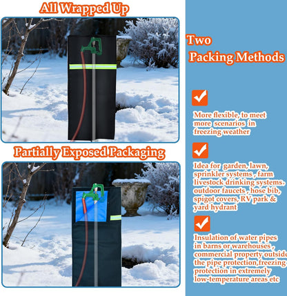 Heated Outdoor Faucet Covers for Winter, 25"×13" Waterproof Insulation Water Heater Blanket with 6.2ft Cable Reusable Hose Bib Cover Spigot Pipe Heating Wrap Freeze Protection for RV Farm Lawn Faucets