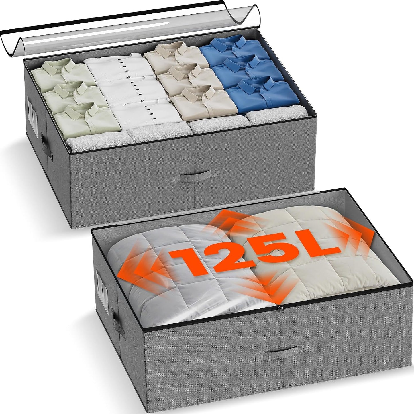 XXXL 78L Under Bed Storage with Wheels, Rolling Storage Containers with Clear Lid & Label, Heavy-Duty Metal Frame, Easy Pull-out, Underbed Storage Bins for Clothes, Shoes, Blankets, and Toys(2PACK)