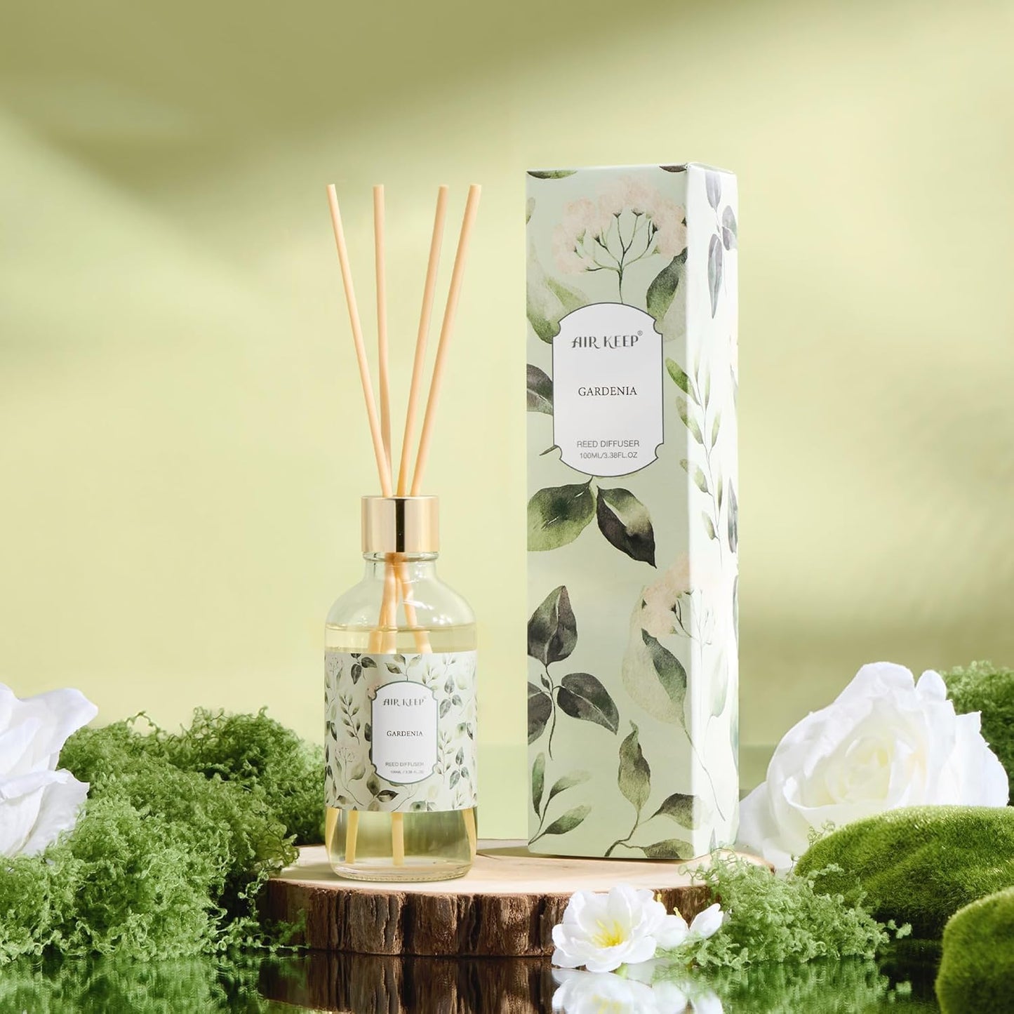 Airkeep Reed Diffuser Oil Set with Reed Sticks,Vanilla Aromatherapy Oil Scent Diffuser for Home Office Bathroom Decoration Perfume and Gifts 3.38 oz/100ml