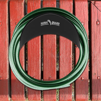 FLORA GUARD Garden Hose Holder, Heavy-Duty Hose Hanger, Holds Up to 125 ft, Garden Rack Wall Mount for Outside, Rust and Slip Resistant, Gray