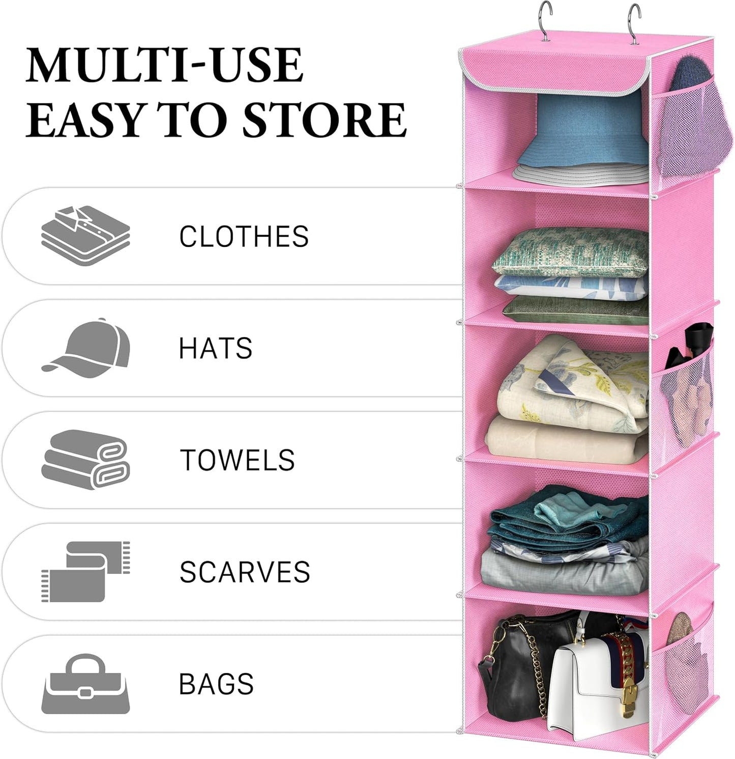 Simple Houseware 6 Shelf Hanging Closet Organizer, Gray