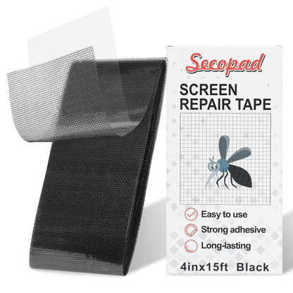 Secopad Grey Screen Repair Tape, 2" X 180" (15FT) Window Screen Door Repair Kit, Strong Adhesive Fiberglass Patch Tape Mesh