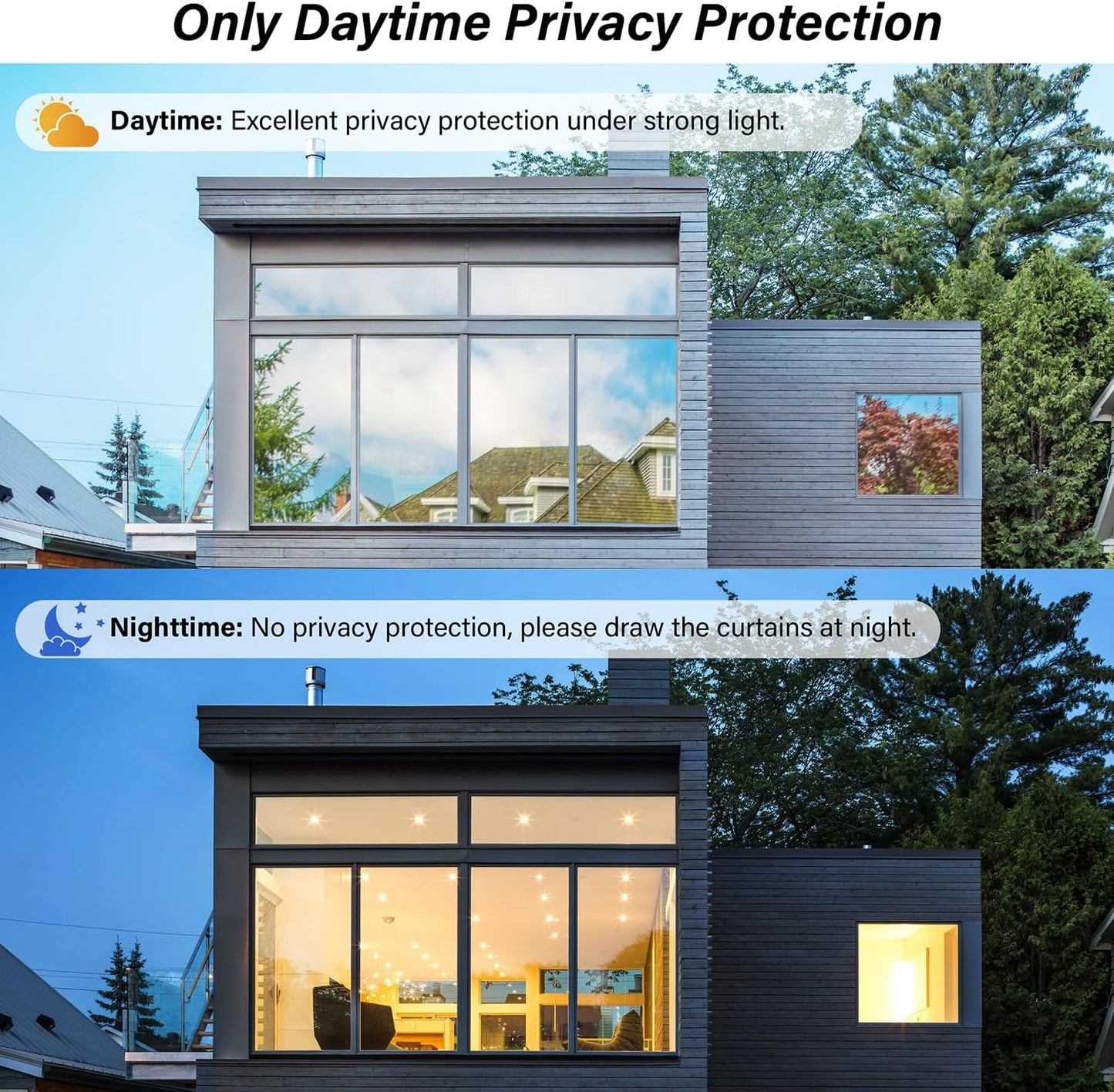 Kromapolis Blackout Window Privacy Film Total Light Blocking Room Darkening Window Covering, Removable Static Cling Frosted Glass Tint, Non-Adhesive, Black 17.5'' x 78.7''