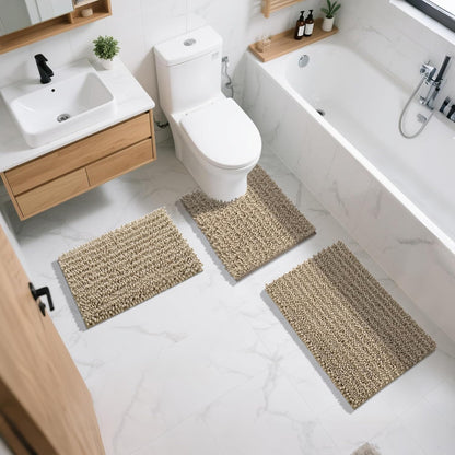 Yimobra Bathroom Rugs Non Slip Washable - Ultra Soft Absorbent Chenille Bath Mat, Quick Dry Shaggy Floor Carpet for Tub Shower, Gray Home Decor Accessories, 24x17 Inch