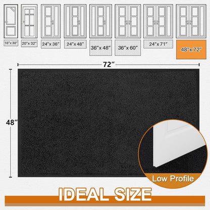 Mibao Front Door Mat, Dirt Trapper Welcome Mat for Outdoor Indoor, Non-Slip Waterproof Doormat, Durable Machine Washable Low Profile Entry Rug for Back Door Outside Patio Porch, 29.5" x 17", Grey