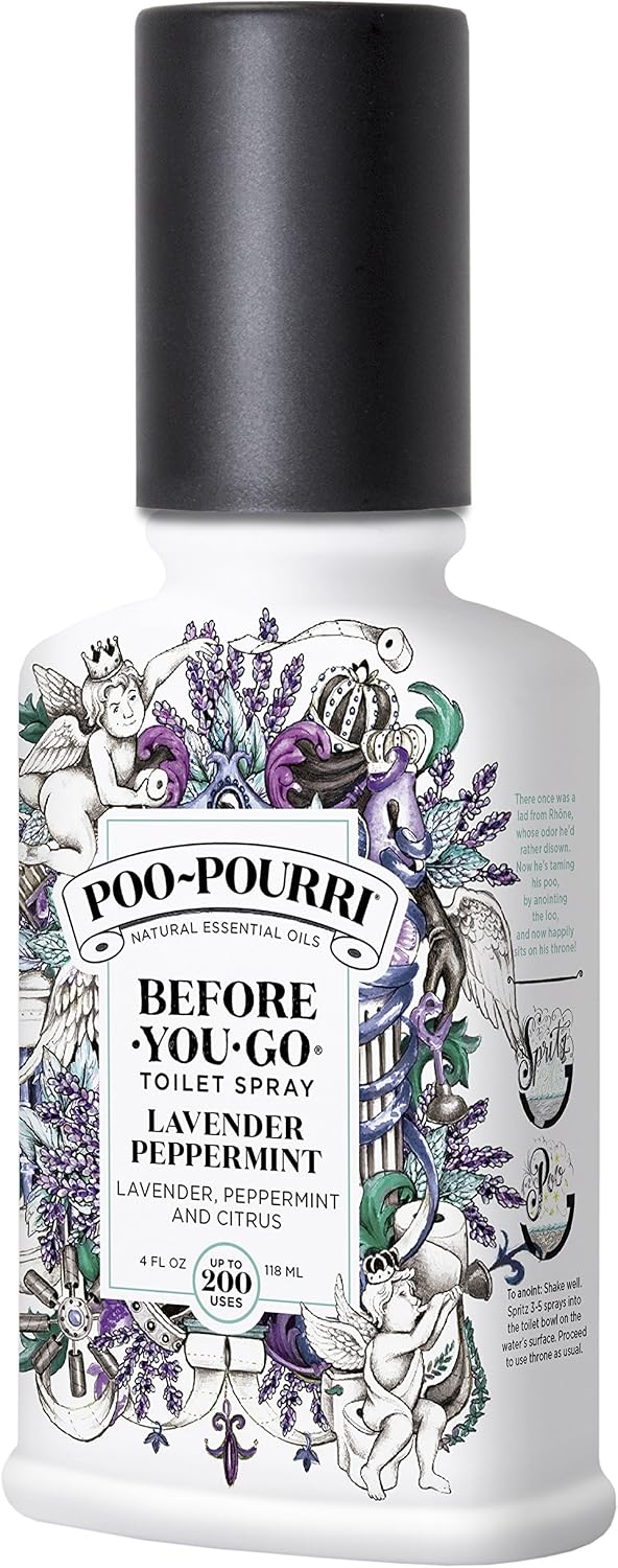 Poo-Pourri Before-You-Go Toilet Spray, Lavender Peppermint, 2 Fl Oz, Up to 100 Uses, Bathroom Odor Deodorizer, Plant-Based with Essential Oils for Home or Work, Travel Essentials, TSA Approved Size