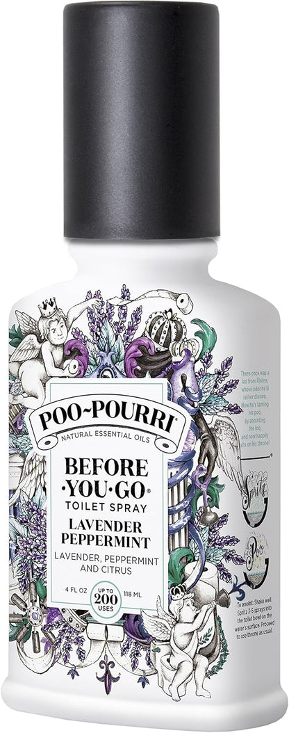 Poo-Pourri Before-You-Go Toilet Spray, Lavender Peppermint, 2 Fl Oz, Up to 100 Uses, Bathroom Odor Deodorizer, Plant-Based with Essential Oils for Home or Work, Travel Essentials, TSA Approved Size