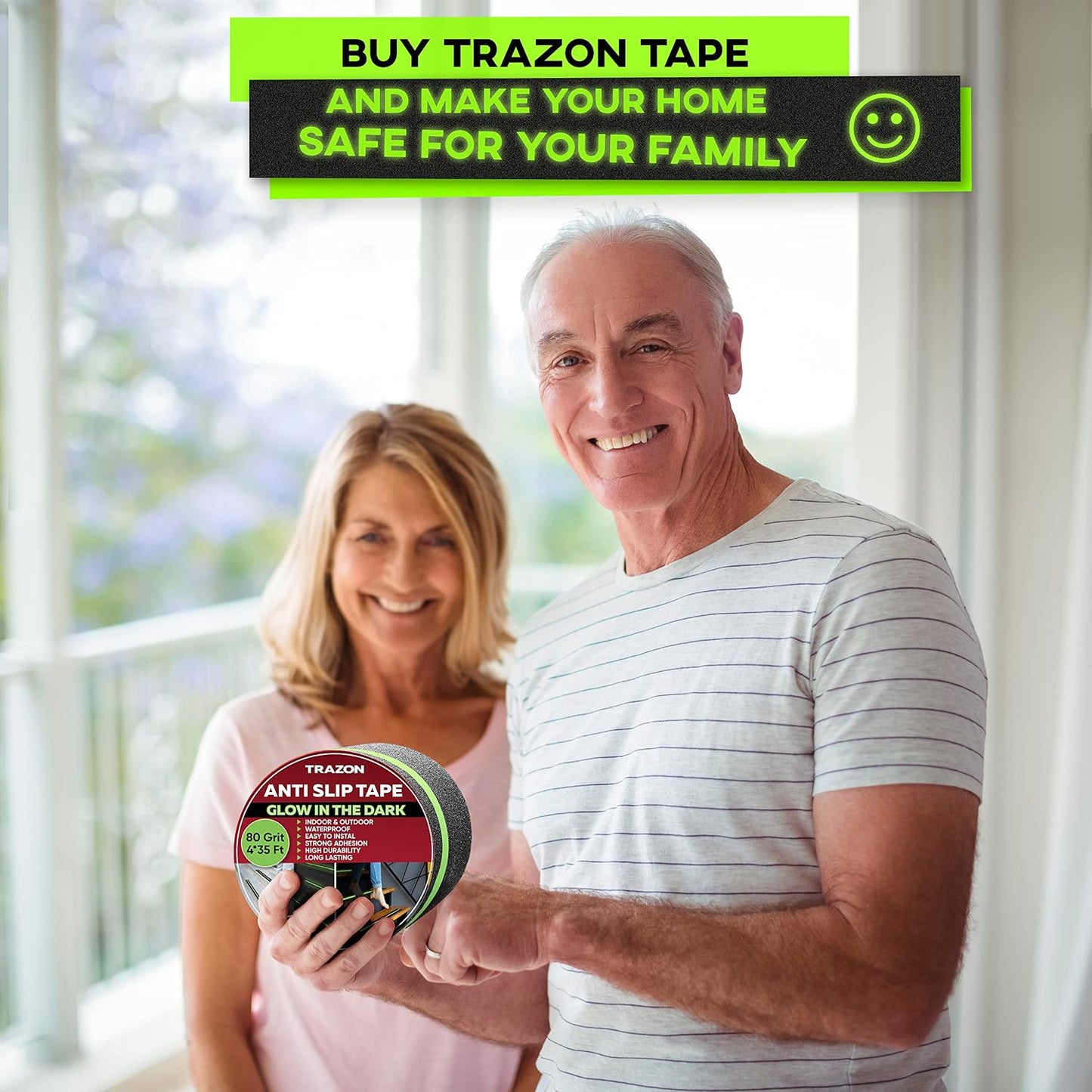 Grip Tape - Heavy Duty Anti Slip Tape for Stairs Outdoor/Indoor Waterproof 4Inch x 35Ft Safety Non Skid Roll for Stair Steps Ramp Traction Tread Staircases Grips Adhesive Non Slip Strips Walk Black