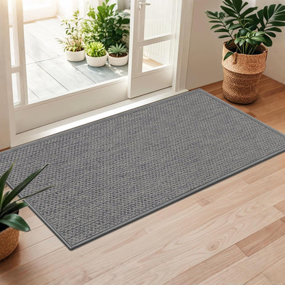 LEKEEPGO Door Mat 17"x29", Non Slip Door Mat Indoor Entrance, Rubber Backing Indoor Door mats Washable Absorbent Low-Profile Doormat Front Entryway Entry Resist Dirt Inside Door Mats, Khaki