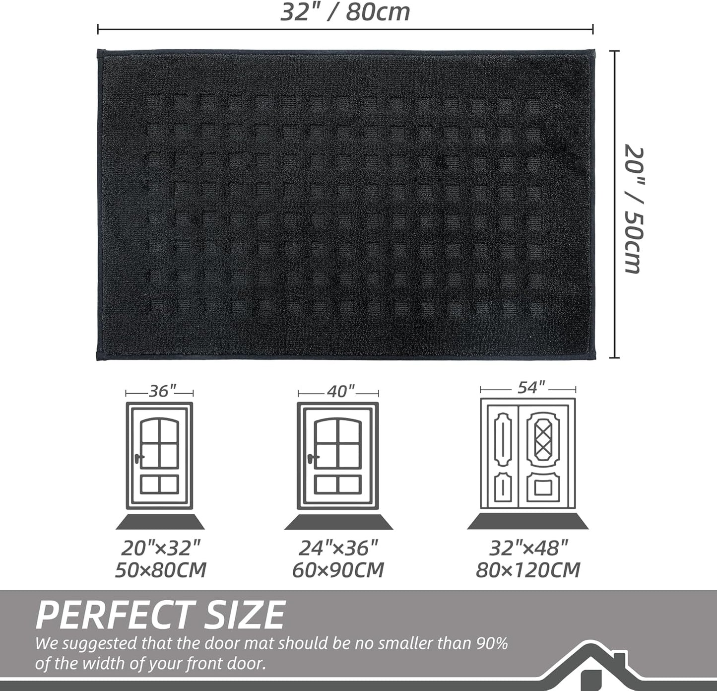 BEQHAUSE Dirt Trapper Door Mats 20"x32", Non-Slip Waffle Doormat Indoor Entrance Low-Profile, Dirt Resist and Absorbent Entryway Rugs Washable Inside Welcome Floor Mat for Front Back Door, Beige