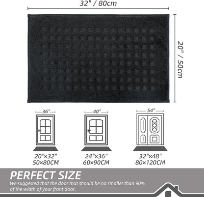 BEQHAUSE Dirt Trapper Door Mats 20"x32", Non-Slip Waffle Doormat Indoor Entrance Low-Profile, Dirt Resist and Absorbent Entryway Rugs Washable Inside Welcome Floor Mat for Front Back Door, Beige