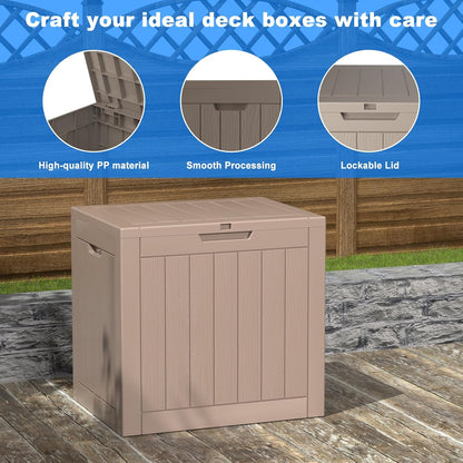 30 Gallon Outdoor Deck Box, Lockable Waterproof Outdoor Storage Boxes For Garden Tools,Indoor Cushions,Accessories Outside Storage Resin Weatherproof Container(Black)