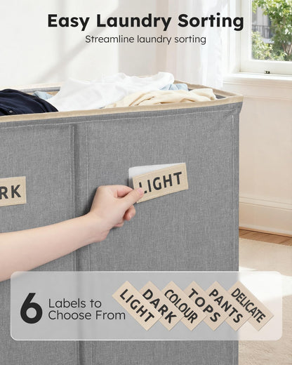 SOLEDI 180L Laundry Hamper 3 Section, Extra Large Laundry Hamper with Lid, Dirty Clothes Hamper with Sturdy Handle, Large Laundry Basket Organizer for Laundry Room, Bedroom, Hampers for Laundry