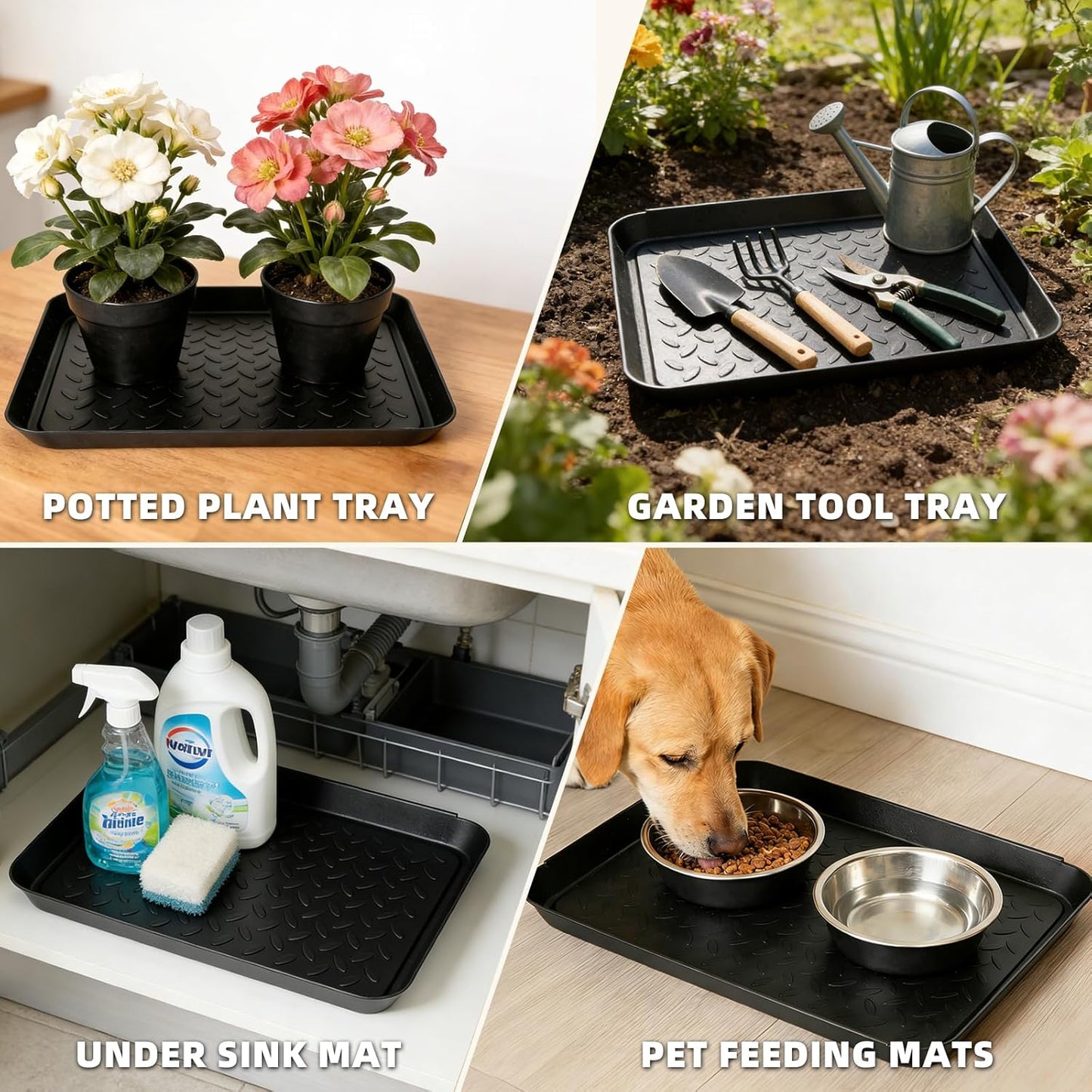 3Pcs Shoe Tray 14 x 11 Inch Waterproof Mat Wet Plastic Small Boot Tray, Multi-Purpose Garden Tool for Entryway Indoor