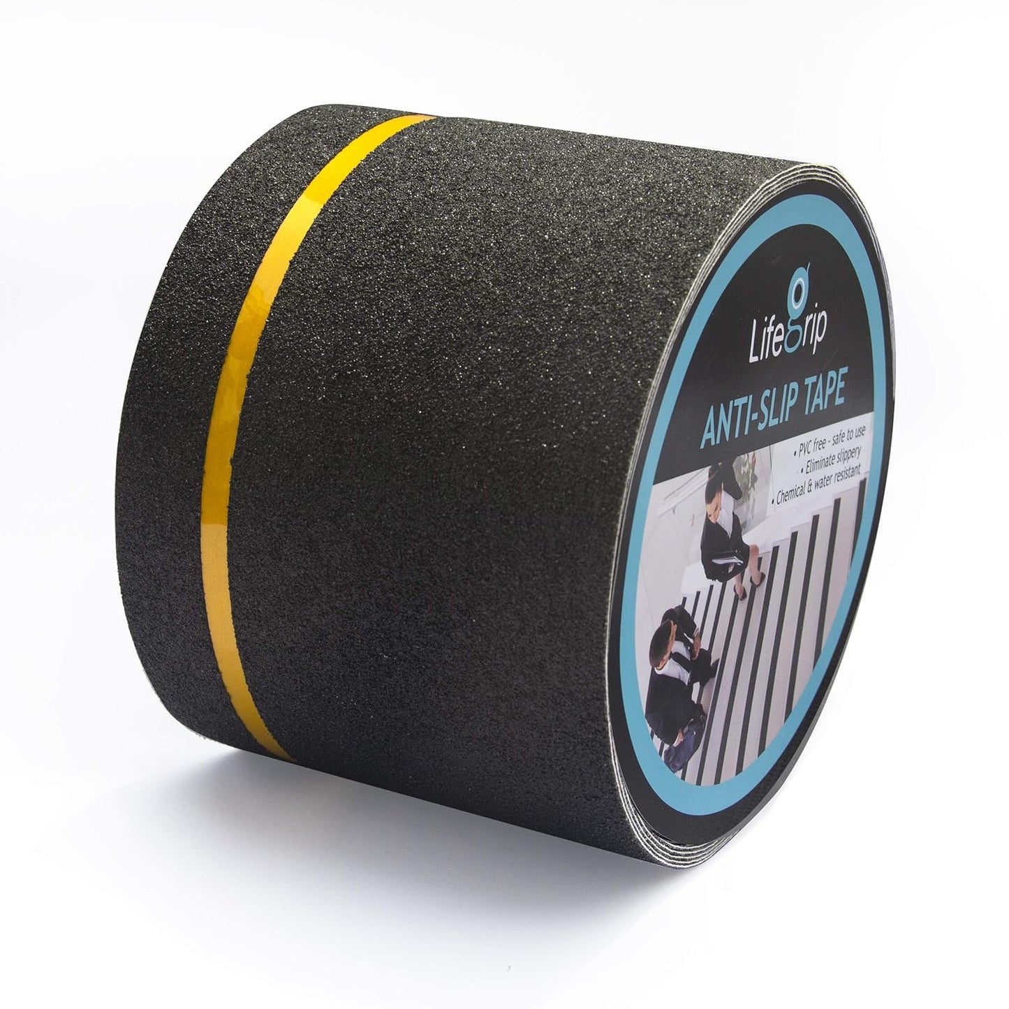 Lifegrip Anti Slip Tape, 4 Inch x 15 Foot Non-Slip Traction Grip Tape for Stairs, Waterproof Stair Treads Grip Non Slip, Non Skid Tape for Steps, Outdoor Black Grip Tape (4" X 15')