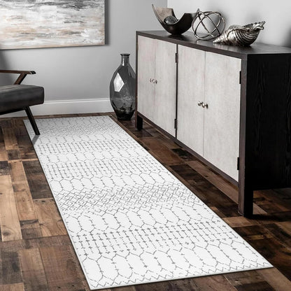 Lahome Moroccan Entry Rug 2x3, Non-Slip Washable Front Indoor Door Mat Rubber Backing Low-Profile Door Rugs, Small Geometric Print Distressed for Entryway Bathroom Kitchen, Black Hana