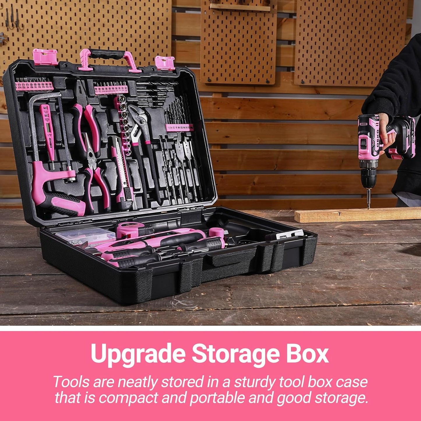 Cordless Drill Tool Kit Set: 20V Power Drill Tool Box with Battery Electric Drill Driver for Men Home Hand Repair Basic Toolbox Tools Sets Drills Case