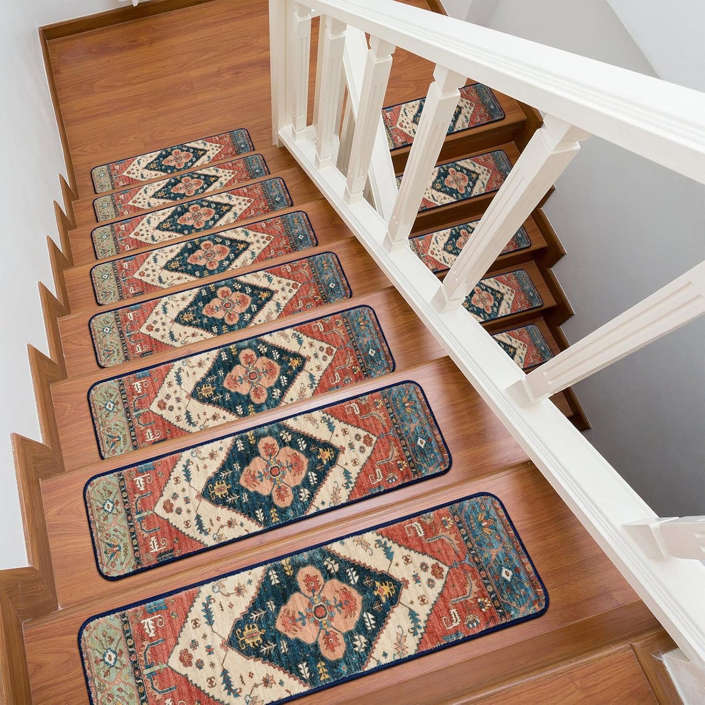 OJIA Stair Treads Non Slip for Wooden Steps Indoor 15PCS Carpet Stair Treads, Rubber Backing Stair Carpet Treads, Residue Free 8"x30" Staircase Step Treads Edging Stair Rugs for Kids & Pets, Gray