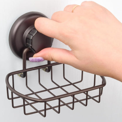 HASKO 2-Pack Suction Cup Soap Holder – Bar Soap Dish for Shower with Hooks for Bathroom – Optional Mounting with Adhesive Tape or Glue – Includes 2 Soap Savers – Stainless Steel SS304 - Silver