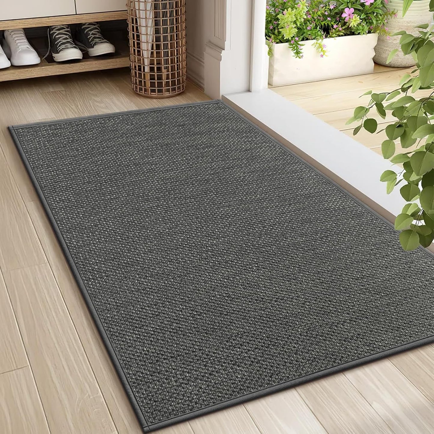 LEKEEPGO Door Mat 17"x29", Non Slip Door Mat Indoor Entrance, Rubber Backing Indoor Door mats Washable Absorbent Low-Profile Doormat Front Entryway Entry Resist Dirt Inside Door Mats, Khaki