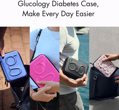 Diabetes Travel Case Hard Shell, Storage Organizer for Glucose Monitor Kit, Insulin Pen, Blood Sugar Test Strips, Syringe, Needles and Other Diabetic Care Supplies - Premium & Durable Hard Case, Pink