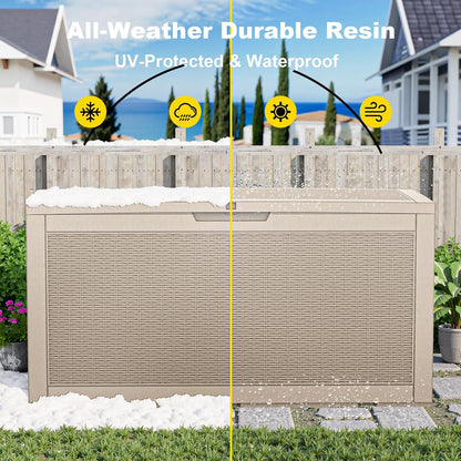 150 Gallon Waterproof Outdoor Storage Box,Resin Deck Box,Lockable Outside Storage Box Container for Patio Furniure,Garden,Tools (150 Gallon,Black)