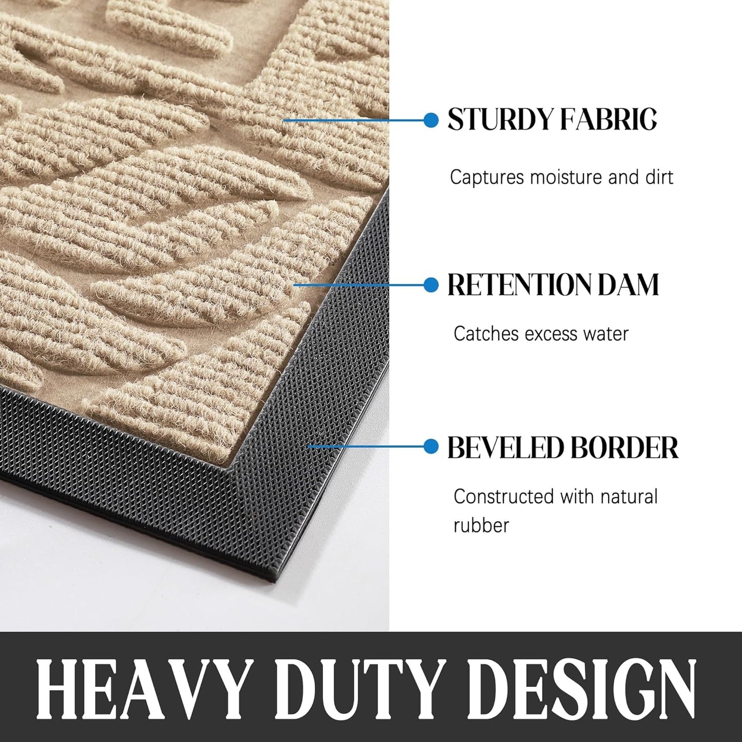 Yimobra Welcome Mat Outdoor 29.5x17, Waterproof Non-Slip Outdoor Mats for Front Door Outside Entrance, Low-Profile Entryway Mat Indoor for Garage Patio, Black
