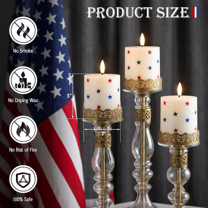 White Flameless Candles Set of 3 (3"x3") Battery Operated LED Pillar Candles with Remote and Timer, Real Wax Flickering Candles for Fireplace Bedroom Living Room Home Decor and Indoor Use